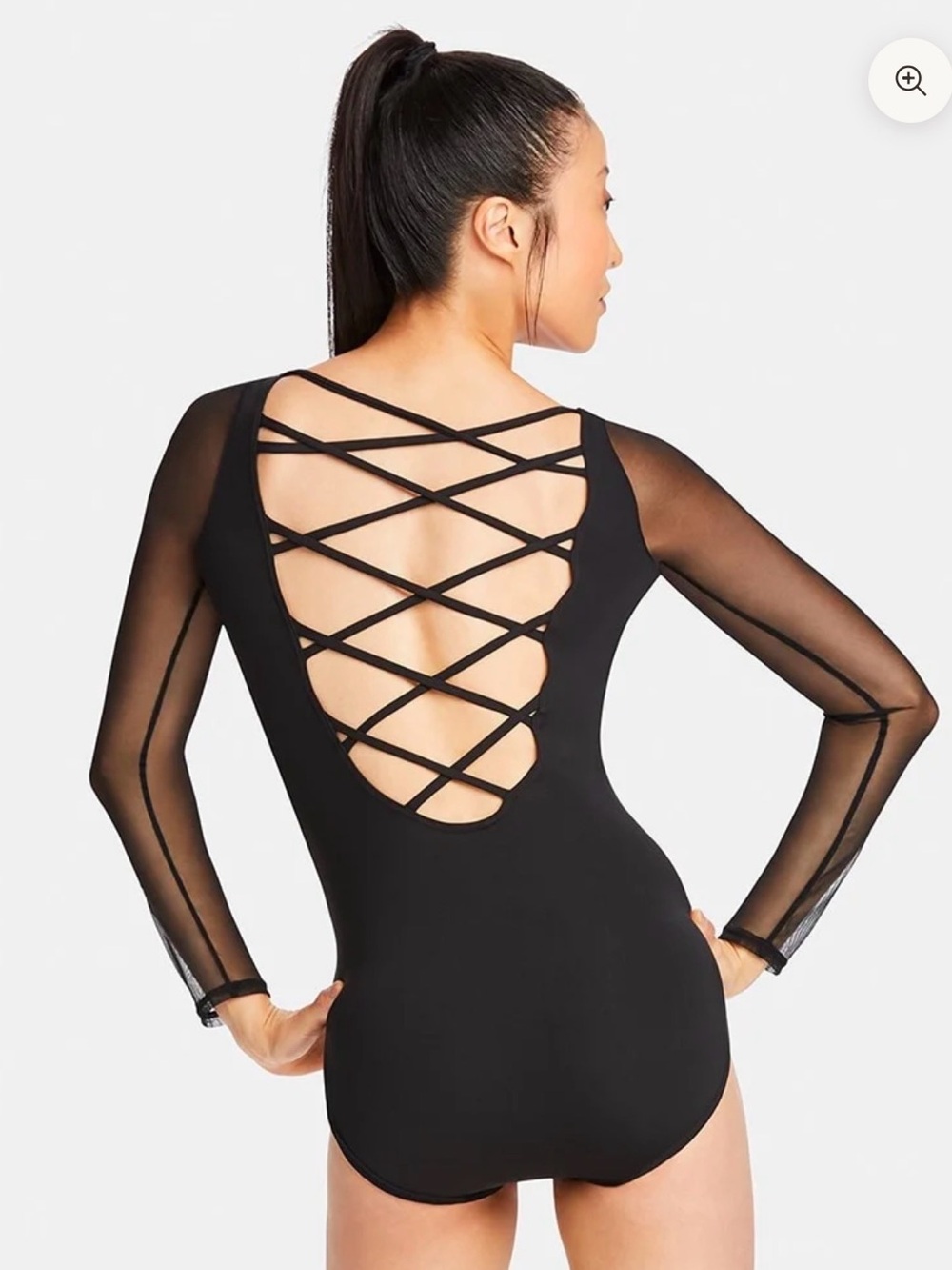 CAPEZIO STRAPPY BACK MESH LONG SLEEVE LEOTARD - MC832W WOMENS SIZE SMALL